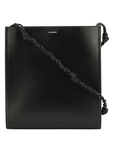 Black JIL SANDER TANGLE MEDIUM CROSSBODY BAG Luxury Rectangular Shoulder Bag With Interior Card Slots, Luxury Designer Shoulder Bag With Rectangular Shape, Designer Luxury Rectangular Shoulder Bag, Luxury Rectangular Shoulder Bag With Pockets, Luxury Rectangular Shoulder Bag With Strap, Luxury Casual Rectangular Shoulder Bag, Luxury Rectangular Shoulder Bag With Functional Pockets, Luxury Rectangular Shoulder Bag, Modern Luxury Rectangular Shoulder Bag