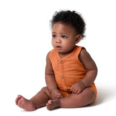 Gerber brings cute style to your little one's wardrobe. Each of our sleeveless rompers is designed for easy on and off. They're made with super soft cotton terry fabric for all-day comfort and easy care. We had our essentials independently certified with STANDARD 100 by OEKO-TEX so that you don't have to worry about harmful substances in your baby's clothing. Includes two baby boy heather and rust sleeveless rompers. Romper Designs, Baby Size Chart, Gerber Baby, Short Legs, Second Baby, Sleeveless Rompers, Child Safety, Toddler Boy Outfits, Baby Size