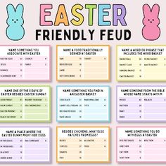 a poster with the words, easter friends and an image of some bunny ears on it