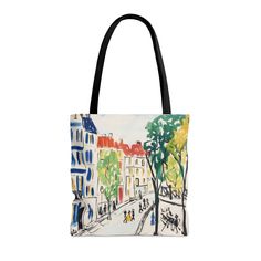 "Cute European Tote Bag Gift for Best Friend| Gift for Mom| Europe Tote Bag| French Market Bag| Gift for European Lover| Streets of Vienna >> To view more of our Totes and Bags Collection, please click here: https://www.etsy.com/shop/rebelzebra/?etsrc=sdt&section_id=42765018 This practical, high-quality tote bag is available in three sizes. All-over print provides comfort with style at the beach or out in town. Made from reliable materials, lasting for seasons. .: 100% Polyester .: Boxed corners .: Black inner stitching, transparent thread on hems. .: Black cotton handles .: With non-woven laminate inside .: NB! Size tolerance 0.75\" (1.9 cm)) RETURNS OR EXCHANGES -All our items are custom printed just for you so we do not accept returns or exchanges -If there are any issues with your deli French Market Bag, French Market, Gift For Best Friend, Best Friend Gift, Market Bag, Best Friend Gifts, Gift For Mom, Vienna, Black Cotton