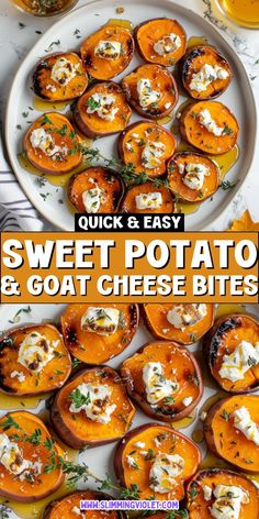 sweet potato and goat cheese bites on a plate