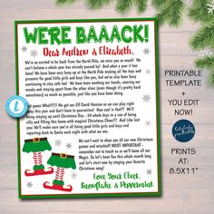 2021 Elf Letters, Hello From Elves and Goodbye from the Elves Letter Templates for Kids, Christmas Letter Printables, DIY EDITABLE TEMPLATE Letter Template For Kids, Elf Letter, Elves Christmas, Goodbye Letter, Elf Letters, Elf Activities, Printable Notes, Christmas Letter, Letters For Kids