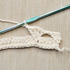 the crochet hook is being worked on