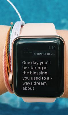 an apple watch with a quote on it