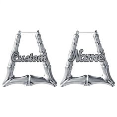 Bamboo Trapezoid Hoop Earrings | Custom Jewelry | Beceff Elegant Custom Name Hoop Earrings, Elegant Personalized Silver Hoop Earrings, Personalized Elegant Hoop Earrings As A Personalized Gift, Custom Name Silver Hoop Earrings For Anniversary, Personalized Silver Hoop Earrings, Personalized Silver Hoop Earrings With Name, Custom Name Silver Hoop Earrings As A Gift, Customizable Silver Hoop Earrings, Personalized Silver Hoop Earrings As Gift