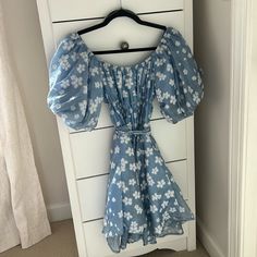 Never Worn Vestique Dress. The Waist Is Adjustable And Very Stretchy. Excellent Condition, No Flaws! Blue Puff Sleeve Mini Dress For Vacation, Fitted Breezy Blue Dress, Blue Floral Print Mini Dress With Puff Sleeves, Blue Puff Sleeve Mini Dress For Garden Party, Dresser, Mini Dress, Womens Dresses, Dresses, Women Shopping