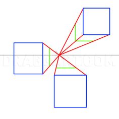 the diagonal view of two rectangles with one red line going through each other