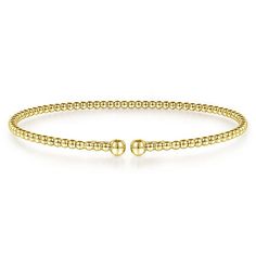 Delicate and beautiful, this 14K Yellow Gold Bujukan beaded bracelet can be worn stacked with other bracelets or alone for a clean casual look. Yellow Gold Bangle, Beaded Cuff Bracelet, Bangles Style, Stacked Bangles, Bezel Set Diamond, Metal Necklaces, Gold Fashion, Gold Bangles, Gold Beads