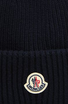 Moncler's cockerel logo brands the cuffed brim of a ribbed beanie knit from a sumptuous blend of virgin wool and cashmere. 70% virgin wool, 30% cashmere Dry clean Made in Italy Moncler Logo, Logo Branding, Cashmere, In Italy, Dry Clean, Navy Blue, Nordstrom, Cuff, Italy