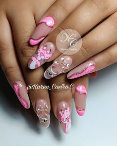 Ideas Uñas, Uñas Acrilicas, Maquillaje De Ojos, Manicure, Nail Polish, Nails, Pink