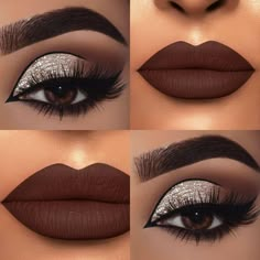 Bright Eye Makeup For Brown Eyes, Winter Eyeshadow Looks Brown Eyes, Almond Eye Makeup, Kiss And Make Up, Makeup Images