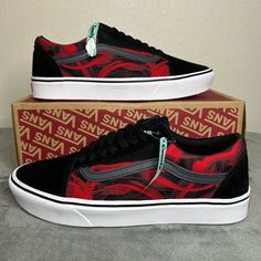 Vans Old Skool Comfycush (After Dark) Black/Red Men Size 9.5, Women Size 11 Brand New With Tags. Box Has No Lid. Comfycush Insole. Buy With Confidence! Almost Always Ships The Same Day Or Next. Vans Skate Shoes With Red Sole For Streetwear, Casual Red Sneakers With Padded Tongue, Dark Men, Vans Red, Sneakers Men Fashion, Mens Vans, Vans Old Skool, Fit N Flare Dress, Old Skool