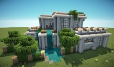 an image of a modern house in minecraft