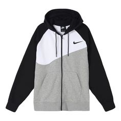 Men's Nike Large Logo Zipper Hooded Jacket Black White Gray BV5300-064 Jackets Nike, Casual Jackets, Casual Jacket, Nike Sportswear, Men's Nike, Hoodie Jacket, Nike Jacket, Zip Hoodie, Hooded Jacket