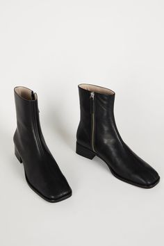 TOUR BOOT Black - Intentionally Blank Mid Height Boots, Intentionally Blank, The Vibe, Leather Boot, Black Leather Boots, Low Heels, Leather Heels, Number One, Comfortable Shoes