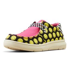 Kids Hilo Hot Pink All Smiles Casual Shoe Slip-on Skate Shoes With Rubber Sole And Round Toe, Trendy Slip-on Skate Shoes With Rubber Sole, Casual Low-top Skate Shoes With Ortholite Insole, Yellow Low-top Slip-on Sneakers With Rubber Sole, Yellow Casual Slip-on Sneakers With Round Toe, Casual Yellow Slip-on Sneakers With Round Toe, Yellow Low-top Casual Walking Shoes, Yellow Slip-on Low-top Sneakers, Casual Yellow Low-top Walking Shoes