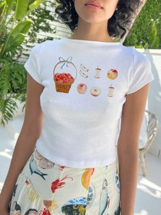 LIZAKOSHT - Women's Cherry Print Round Neck Graphic Tee, Vintage Trendy Casual Short Sleeve T-shirt For Daily Wear, Ladies Summer Outfit DSers DSers DSers Graphic Tee Vintage, Vintage Trends, Graphic Tees Vintage, Cherry Print, Red Apple, Summer Outfits Women, Trending Now, Summer Outfit, Summer Women