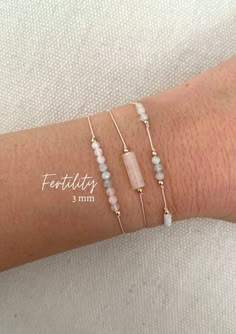 These fertility bracelets are made with gemstones that are said to bring support for a successful and safe pregnancy. It is a great gift for your loved ones that are in the process of getting pregnant or that are currently going through IVF. It makes the perfect meaningful mom to be gift! ♥ The bracelet will come with a description card of each gemstone. *Please note: this bracelet is very dainty as it's made from 3mm stones. The model has a small wrist and the bracelet may appear bigger in the Dainty Crystal Bracelet, Blessingway Bracelet, Bracelet Natural Stone, Beaded Crystal Bracelets, Dainty Gemstone Bracelets, Natural Stone Bracelet Ideas, Crystal Bracelet Ideas, Crystal Bracelets Healing, Gemstones Bracelets