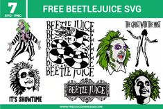 an image of some tattoos on the back of a shirt that says free beetlejuice svg