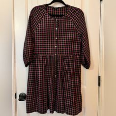 Madewell Plaid Flannel Raglan Dress, Size 4. New Without Tags Pink Mini Dress For Daywear In Fall, Raglan Dress, Madewell Plaid, Madewell Dress, 4 Dresses, Madewell Dresses, Plaid Flannel, Madewell, Black Pink