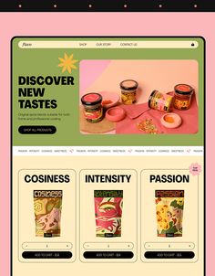 an image of a website page with food items on the front and back pages,