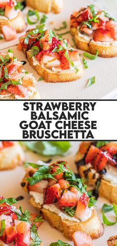 strawberry balsamic goat cheese bruschetta is served on toasted bread