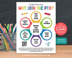 a poster with the words, why join the pto? and some pencils