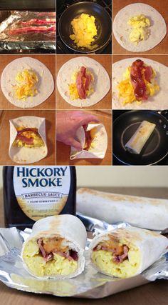 how to make an easy breakfast burrito with bacon and eggs in the oven or on the grill