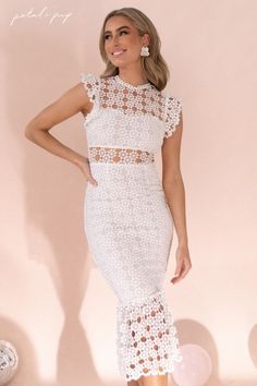 White dress for the bridal, bridal dress, white dresses, white midi dress, bachelorette dress, bachelorette outfit, rehearsal dinner dress, engagement party dress, white looks for the bride Formal High-neck Lace Dress, Formal High Neck Lace Dress, High Neck Lace Dress For Formal Occasions, Elegant High-neck Lace Dresses, Lace Patchwork Midi Length Dress, Midi Length Lace Dress With Lace Patchwork, Elegant High Neck Lace Dress, Elegant High Neck Lace Dress With Lace Trim, High Neck Lace Dress With Lace Sleeves