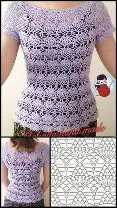 a crocheted shirt with an image of a woman's back and shoulders