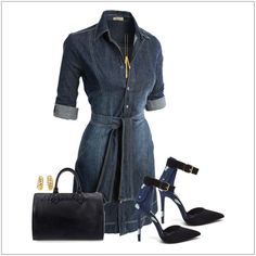 Black Denim Dress, Denim Dresses, Looks Style, Passion For Fashion, Classy Outfits, Black Denim, Chambray, Denim Dress, Work Outfit