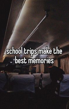 the text school trips make the best memories on a dark background with an image of two beds