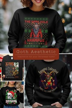 🌲 Dark Elegance: Our Gothic Christmas sweatshirts feature intricate, macabre designs that combine the beauty of Gothic aesthetics with the spirit of the season. A unique blend of darkness and celebration. Goth Christmas, Heidelberg Germany, Gothic Christmas, Dark Elegance, Goth Aesthetic, Christmas Sweatshirts, Gothic Fashion