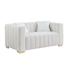 PRICES MAY VARY. The sofa is a statement-making piece of beautiful design. Rich velvet is channeled on both the inside and outside of the frame, a beautiful design detail that can be seen from any angle in a room Premium quality velvet upholstery, clean lines, and softness create a look that fits a traditional or contemporary interior decor Single "bench" cushions allow for comfortable multi-person seating without cushion separations Built to last with premium fabrics, materials, and expert craf Cute Small Couch, Bedroom With Couch Ideas, Cute Couches For Bedrooms, Couch For Room, Small White Couch, Room Ideas With Couch, Small Couches For Bedrooms, Couch Bedroom Ideas, Small Bedroom Couch