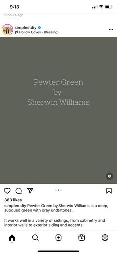 the twitter page for peter green by sherwin williams