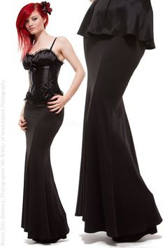 Black Stretch Flared Gothic Skirt Natural Minimalism, Hobble Skirt, Gothic Skirt, Gothic Skirts, Punk Emo, The Gothic