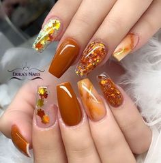 November Nails, Fall Gel Nails, Cute Nails For Fall, Dope Nail Designs, Fall Acrylic Nails, Pretty Nail Art Designs, Acrylic Nails Coffin Short