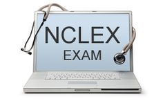 an nclex exam laptop with a stethoscope on it