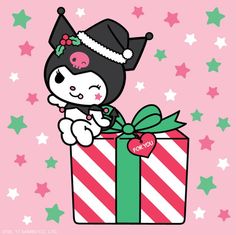 Kuromi Christmas Wallpaper, Christmas Kuromi, Kuromi Christmas, Kuromi Pfp, Christmas Wallpaper, Hello Kitty, Kitty, Stars