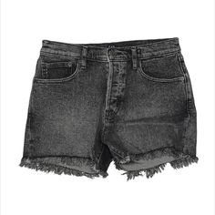 Women's Shorts Black, Gray Denim/Cotton Frayed Edges, Fringe & Frayed Accents Size: 27 Inch Waist (Size 2-4). 4" Inseam, 7.75" Rise, 31.5" Waist New Without Tags. No Signs Of Wear Or Wash. Smoke Free Home. High Rise Washed Black Grunge Bottoms, Washed Black High Rise Grunge Bottoms, Grunge High Rise Washed Black Bottoms, Gray High Waist Grunge Bottoms, High Waist Gray Grunge Bottoms, Trendy Cutoff Jean Shorts By Gap, Gap Cutoff Shorts For Summer, Trendy Gap Bottoms Short Length, Trendy Gap Jean Shorts