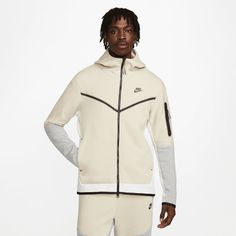 Nike Sportswear Tech Fleece Full-Zip Beige Hoodie Nike Nike Tech Fleece Hoodie, Tech Fleece Hoodie, Nike Sportswear Tech Fleece, Windrunner Jacket, Nike Tech Fleece, Boys Nike, Nike Tech, Tech Fleece, Nike Hoodie