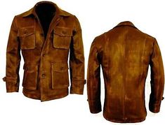 Distressed Brown Leather Biker Jacket With Pockets, Long Sleeve Leather Jacket With Pockets, Vintage Brown Rugged Leather Jacket For Fall, Vintage Brown Leather Biker Jacket With Long Sleeves, Classic Distressed Brown Outerwear For Fall, Casual Brown Leather Blazer, Rugged Leather Jacket, Rugged Distressed Brown Outerwear For Fall, Distressed Brown Fitted Rugged Outerwear