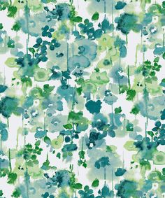 a green and white wallpaper with flowers on it