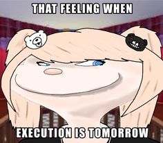 a cartoon character with the caption that feeling when an exection is to tomorrow