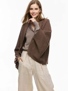 100% Cashmere Wrap| Walnut Wearable Cashmere Wrap | Ovcio Versatile Cashmere Cardigan For Layering, Versatile Cashmere Outerwear For Winter, Versatile Cashmere Cardigan For Winter, Cozy Cashmere Wraps For Fall, Versatile Long Sleeve Cashmere Outerwear, Brown Cashmere Outerwear For Layering, Winter Cashmere Wrap Outerwear, Cozy Wool Wraps For Fall, Chic Cashmere Wrap For Fall