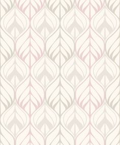 an art deco wallpaper pattern in pink and grey tones, with wavy lines on the side