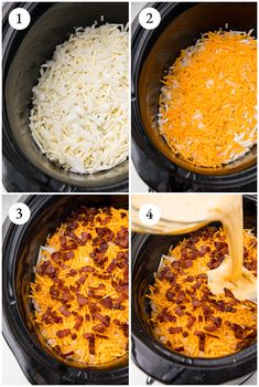 steps to make cheese and bacon casserole in the slow cooker