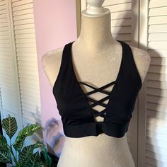 Victoria’s Secret Ultimate Pink Sports Bra Black Nwot Large Fitted Black Sports Bra For Loungewear, Fitted Black Sports Bra For Night Out, Black Racerback Activewear For Loungewear, Pink Sports, Pink Sports Bra, Black Sports Bra, Women's Intimates, Victoria’s Secret, Victoria Secret Pink