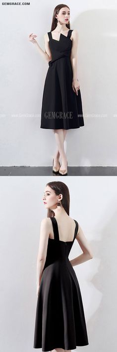 Black Chic Knee Length Party Dress With Straps Dresses Semi Formal, Trendy Dress Styles, Black Homecoming Dress, Robes Vintage, Cheap Homecoming Dresses, Homecoming Dresses Long, Semi Formal Dresses, Homecoming Dresses Black, Formal Party Dress