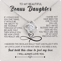 a necklace that says, to my beautiful son's daughter